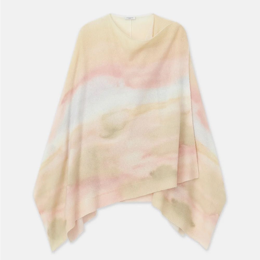 NWT Lafayette 148 Horizon Print Cashmere Poncho